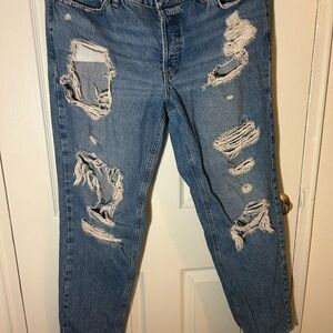 Garage Blue Distressed Boyfriend Jeans